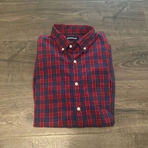 Men’s Bonobos Cotton Red and Blue Plaid Button Down Long Sleeve Shirt, Sz Medium